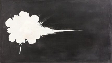 Abstract artwork featuring a white explosion on a black background, evoking dynamic movement