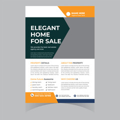 Home for sale buy rent flyer poster brochure banner template design elegant professional 
