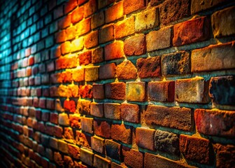 Low Light Grunge Brick Wall Texture - Dark Urban Background