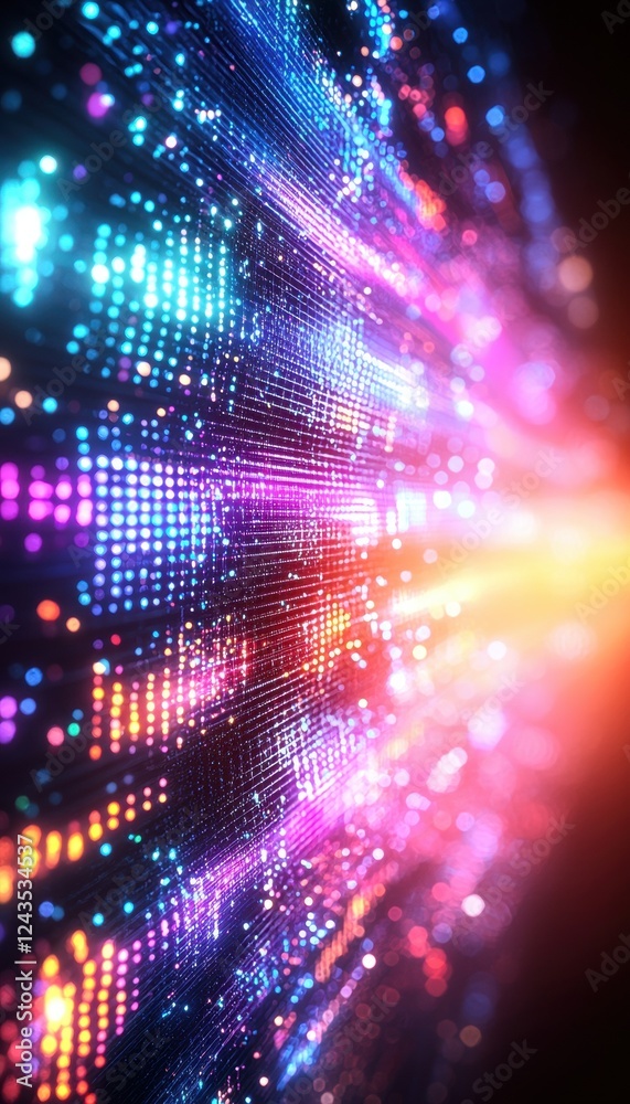 Aufkleber A vibrant display of colorful lights and patterns, creating a dynamic and futuristic visual effect.