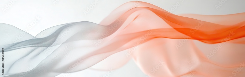 Poster soft coral and gray haze drapes elegantly across a minimalist background creating a serene atmospher
