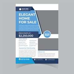 Home for sale buy rent flyer poster brochure banner template design elegant professional 