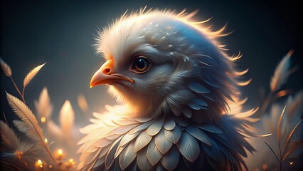 Low Light White Chicken Portrait - Farm Animal Photography
