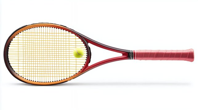 Close Up Of Tennis Racquet And Ball On White Background