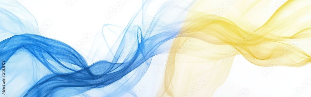 Leinwandbilder flowing pencil strokes create a gradient of blue and yellow on a light background in a captivating a