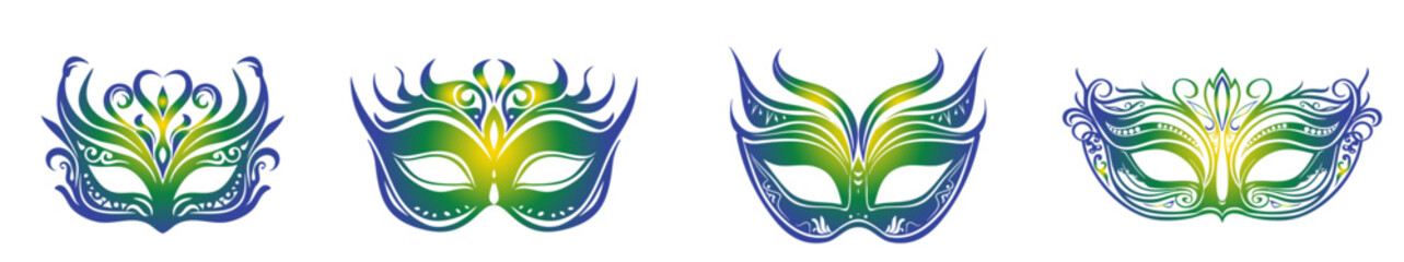 Set Collection Elegant Brazilian Carnival Mask Illustration Gradient Color
