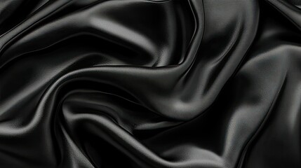 Fototapeta premium Smooth and Elegant Black Satin Fabric Draped in Soft Waves