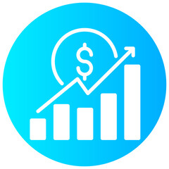 profit growth vector round glyph icon