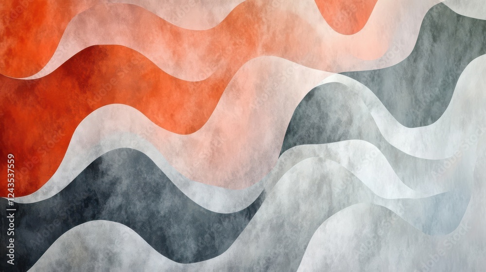 Aufkleber blended coral and gray abstract shapes create a soothing modern aesthetic for contemporary spaces