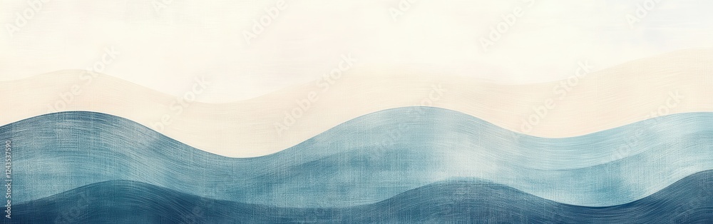 Aufkleber Delicate interpretation of waves with muted blue pencil strokes capturing serenity and calmness in a minimalist style