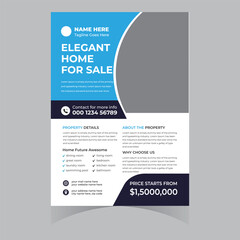 Home for sale buy rent flyer poster brochure banner template design elegant professional 