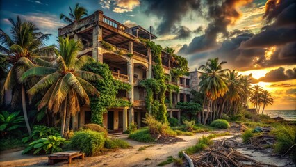 Naklejka premium Luxurious Beach Resort Relaxation: Sun-Kissed Shores & Tranquil Pools