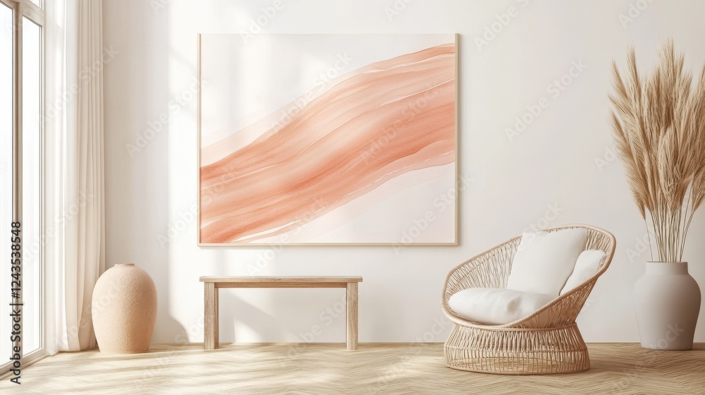 Aufkleber Abstract strokes in soft hues create a calming atmosphere in a minimalist interior design setting