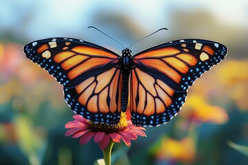 Fototapeta premium Monarch Butterfly Resting on a Pink Flower