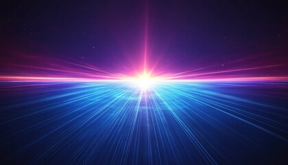 Obraz premium Abstract Vibrant Light Streaks On Horizon, Digital Art Representing Technology, Innovation, Future