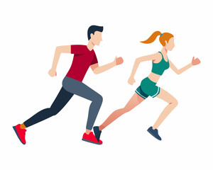 Active Couple Running Together, Representing Healthy Lifestyle