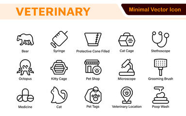 Veterinary Icon Set. A compassionate collection of icons designed for veterinary clinics and pet care services.