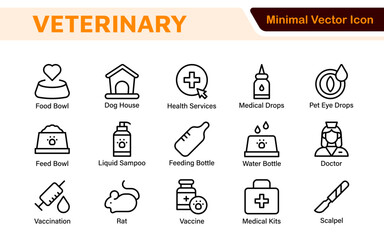 Veterinary Icon Set. A compassionate collection of icons designed for veterinary clinics and pet care services.
