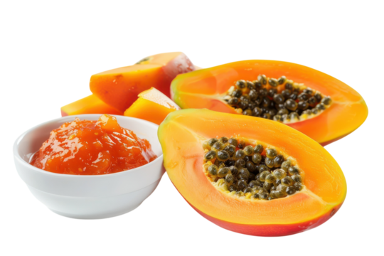 Delicious Kenyan Mango Papaya Jam on transparent background