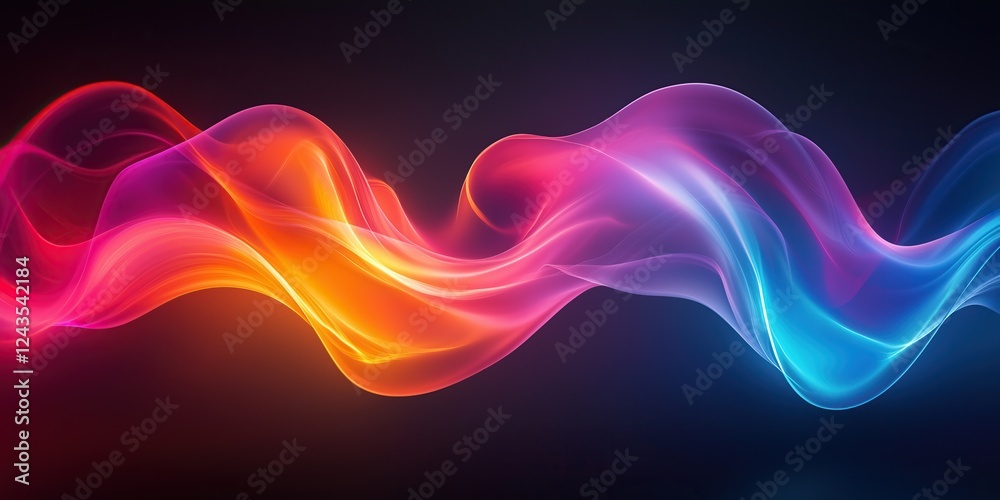 Aufkleber Abstract wave of vibrant color flowing across dark background dynamic display of light and movement
