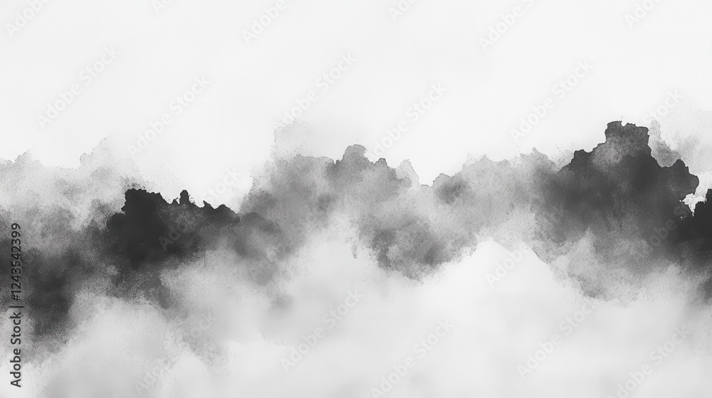 Poster subtle monochromatic watercolor effect creating a haze over an abstract landscape with soft gradatio