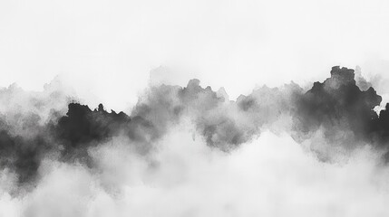 Subtle monochromatic watercolor effect creating a haze over an abstract landscape with soft gradations of gray and black