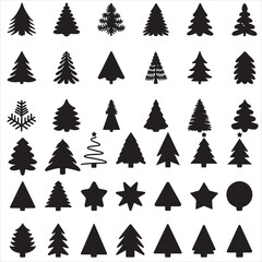 Obraz premium set of Christmas tree silhouette 
