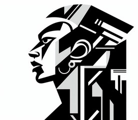 Abstract Monochrome Profile Art of a Person in Contemporary Style