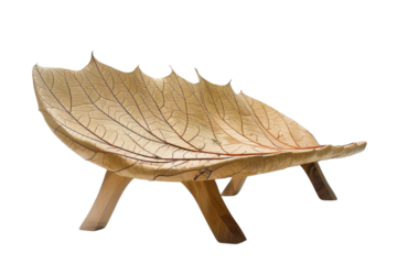Stylish Leaf Shaped Bench Design on transparent background