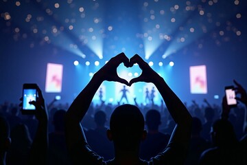 ライブコンサートのハートハンド – ファンの愛、推し活、アイドル応援と熱狂的な観客