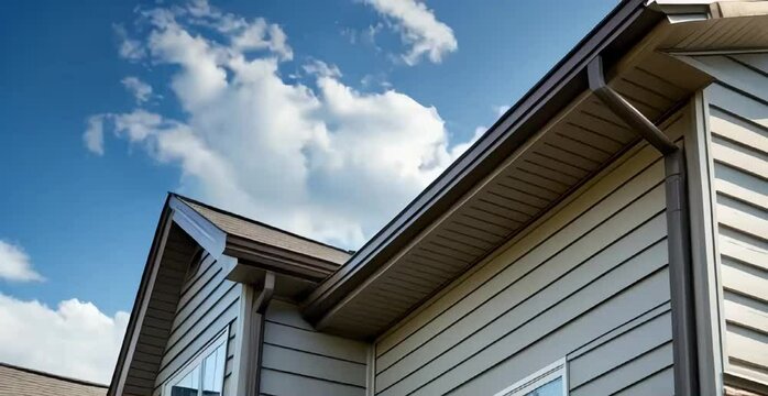 a house with gutters and siding.