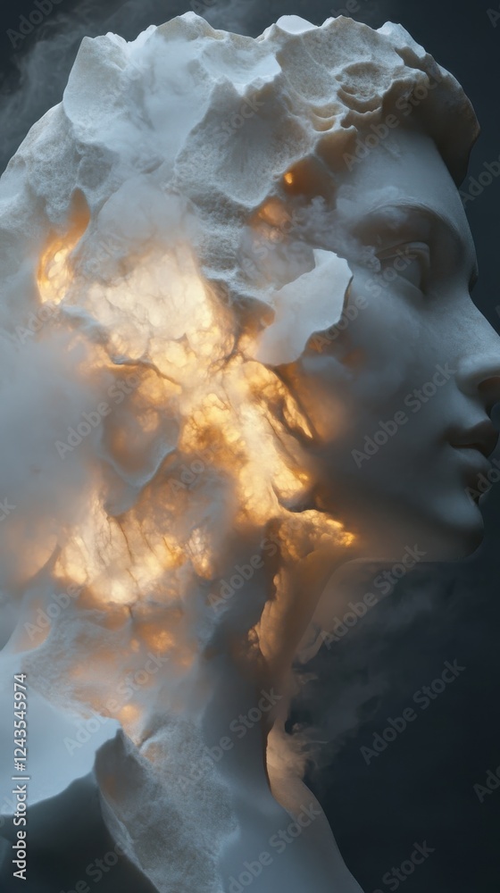 Poster mystical sculptor creating a breathtaking masterpiece illuminated by ethereal light