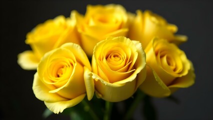 Fototapeta premium Bouquet of yellow roses on a dark background