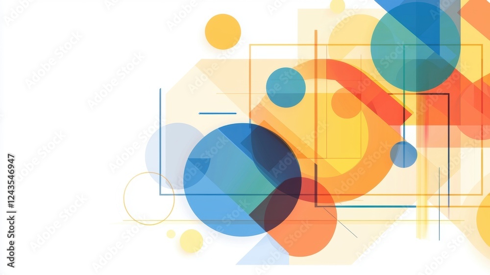 Poster dynamic minimalist geometric pattern with colorful lines and shapes
