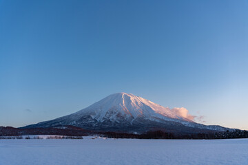 冬の羊蹄山　倶知安町より