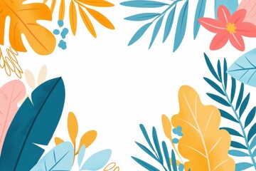 Tropical Leaves and Floral Elements for Vibrant Background Decoration