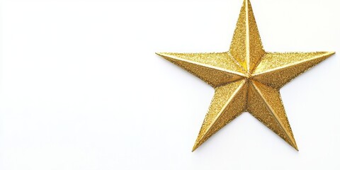 Glittering Gold Star Isolated on White Background