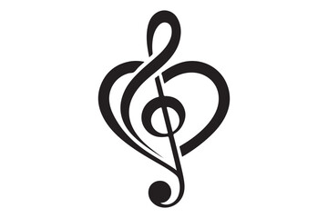 Fototapeta premium Heart music note logo