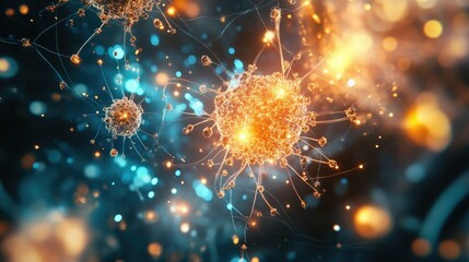 Fototapeta premium Abstract Microbiology Concept with Colorful Bacteria and Cells
