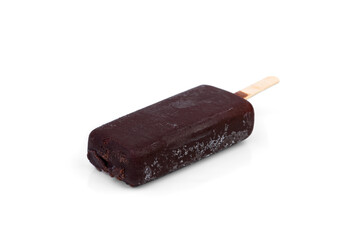 Popsicle ice cream with chocolate coating isolated on white background.