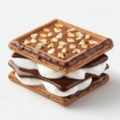 Deliciously Crafted Dessert with Chocolate, Marshmallow, and Nutty Garnish on a Clean Background