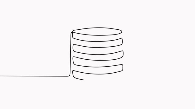 Animated coins stack continuous line drawing video. Business money symbol concept animation.