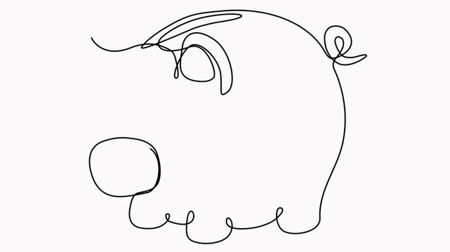 Piggy bank continuous one line drawing animation. Saving money concept animated video. Investment symbol.