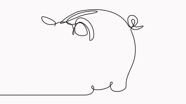 Piggy bank continuous one line drawing animation. Saving money concept animated video. Investment symbol.