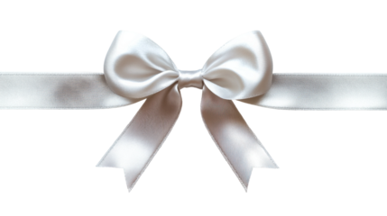 Elegant white bow decoration for celebrations studio neutral festivity isolated on transparent background