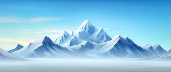 Fototapeta premium Majestic Snow-Capped Peaks Alpine Region Digital Artwork Serene Landscape Wide Angle Nature's Grandeur
