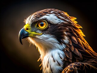 Fototapeta premium Majestic Osprey Silhouette: Close-up of Fierce Yellow Eyes