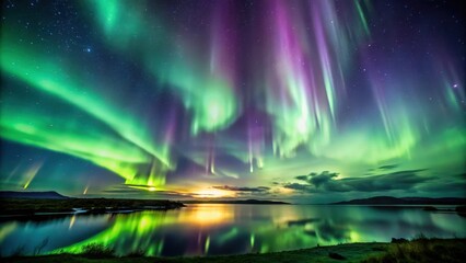 Aurora Borealis in Dark Sky, cosmic wonder