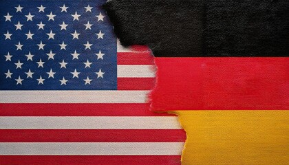 Obraz premium United States and Germany Flags with Brushstroke Texture