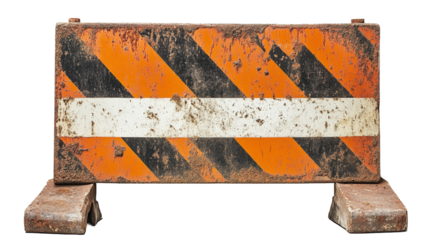 Construction zone safety barrier urban setting outdoor isolated on transparent background